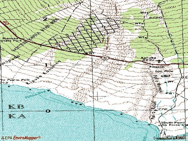 Zip code 96737 topographic map
