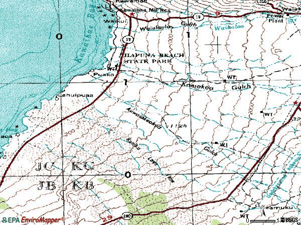 Zip code 96738 topographic map