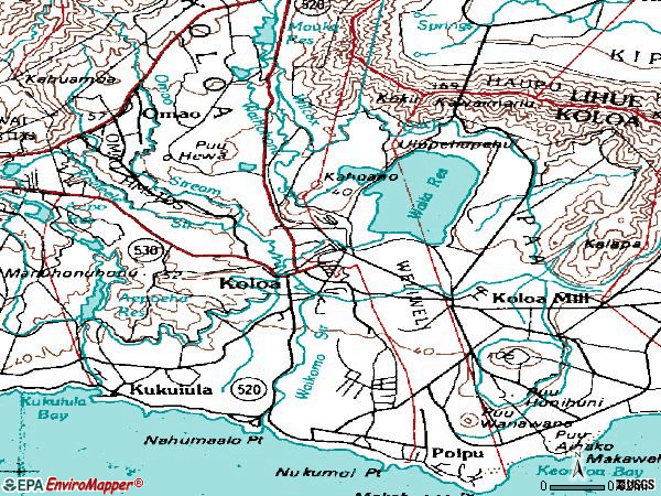 Zip code 96756 topographic map