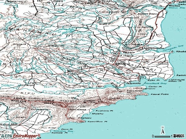 Zip code 96766 topographic map