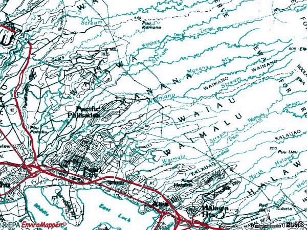 Zip code 96782 topographic map