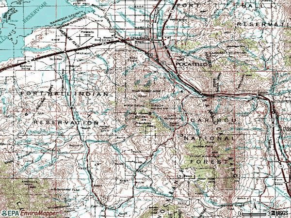 Zip code 83204 topographic map