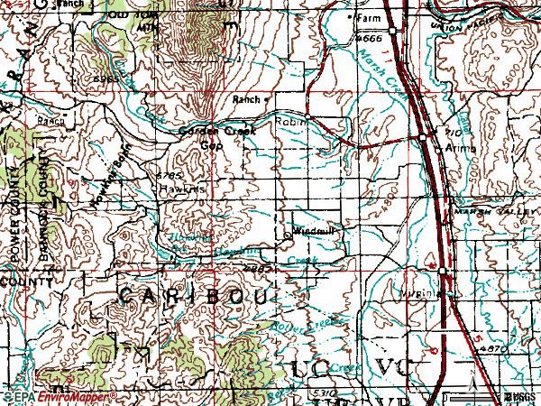Zip code 83214 topographic map