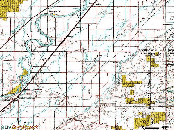 Zip code 83274 topographic map