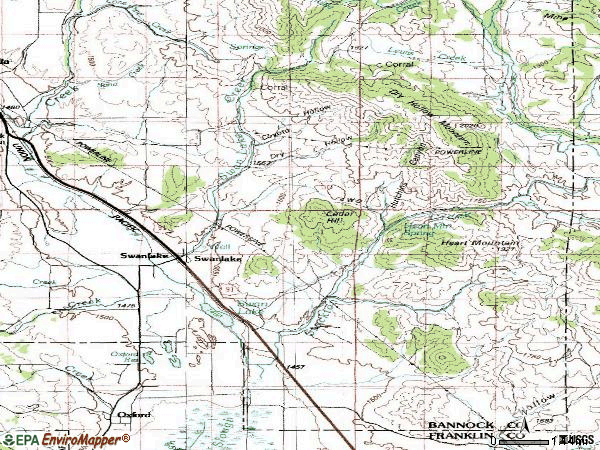 Zip code 83281 topographic map