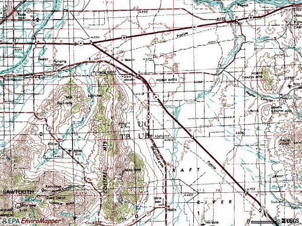 Zip code 83323 topographic map