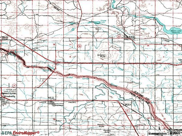 Zip code 83325 topographic map