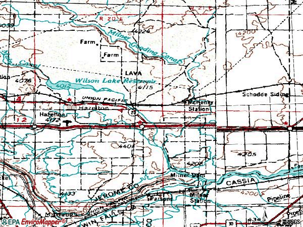 Zip code 83335 topographic map