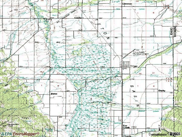 Zip code 83422 topographic map