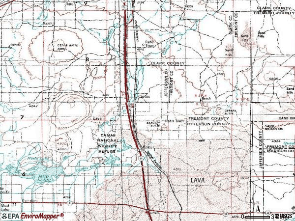 Zip code 83425 topographic map