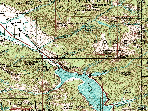 Zip code 83428 topographic map