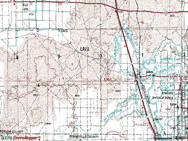 Zip code 83444 topographic map