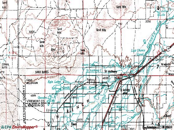 Zip code 83445 topographic map