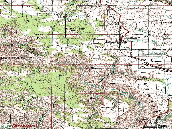 Zip code 83522 topographic map