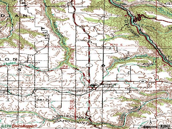 Zip code 83543 topographic map