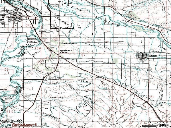 Zip code 83619 topographic map