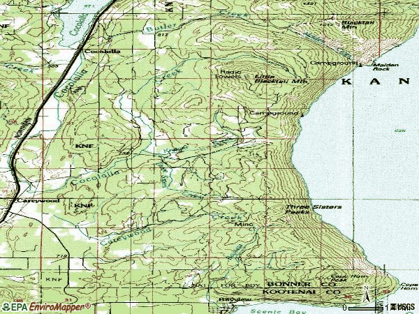 Zip code 83809 topographic map