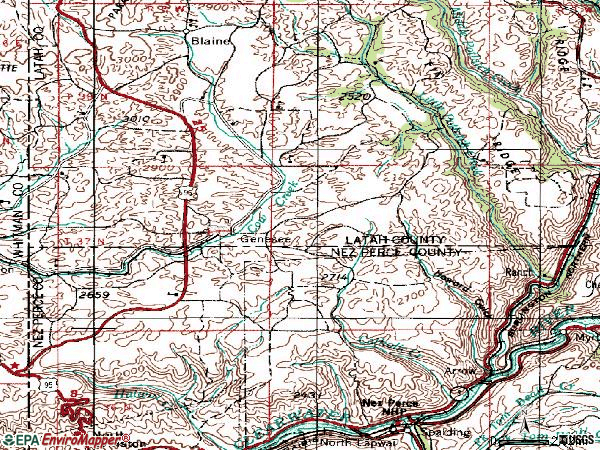 Zip code 83832 topographic map