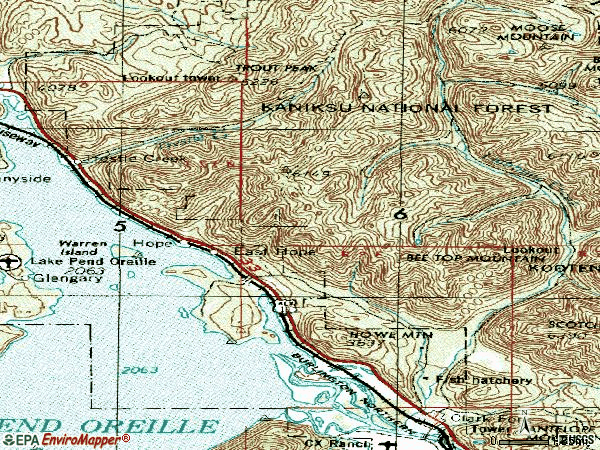 Zip code 83836 topographic map