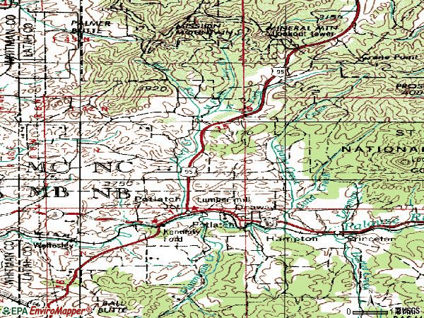 Zip code 83855 topographic map