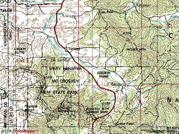 Zip code 83870 topographic map