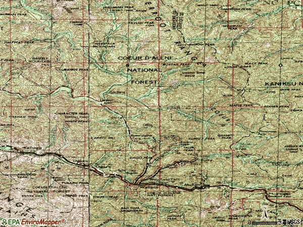Zip code 83873 topographic map