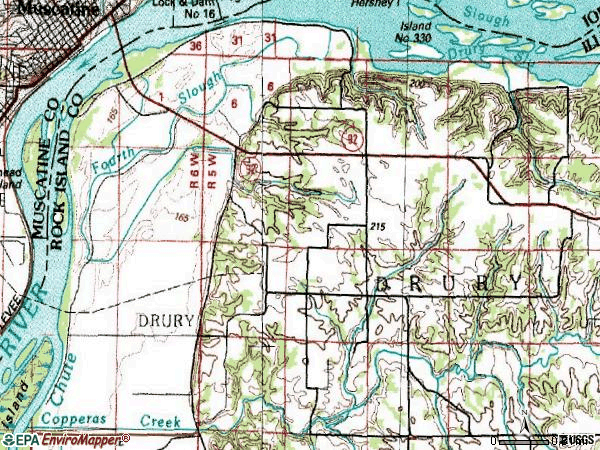 Zip code 52761 topographic map