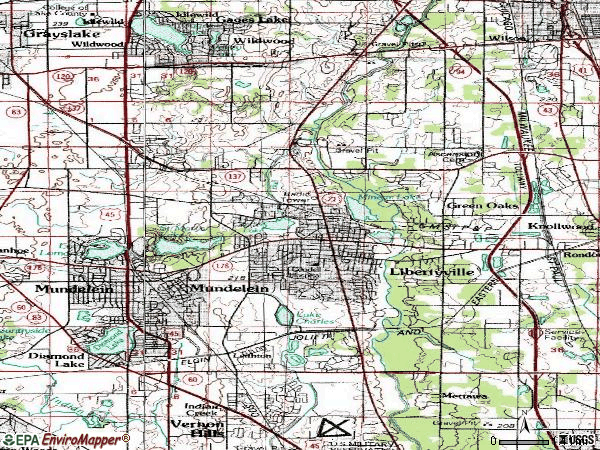 Zip code 60048 topographic map