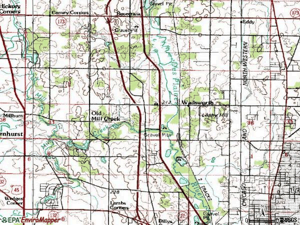 Zip code 60083 topographic map