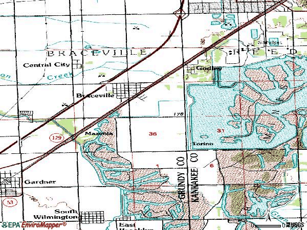 Zip code 60407 topographic map
