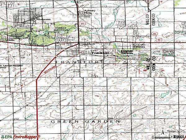 Zip code 60423 topographic map