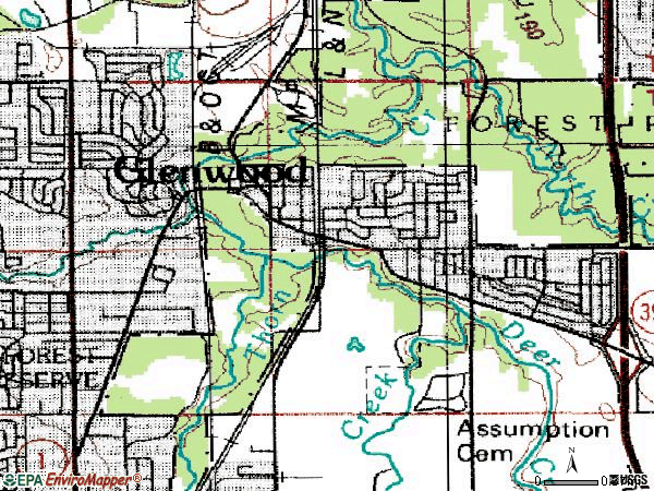 Zip code 60425 topographic map