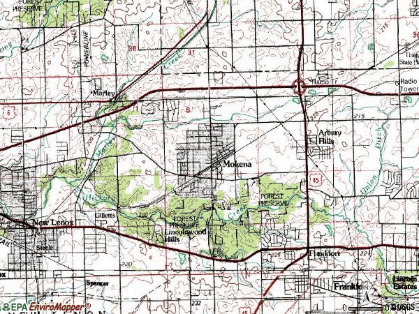 Zip code 60448 topographic map