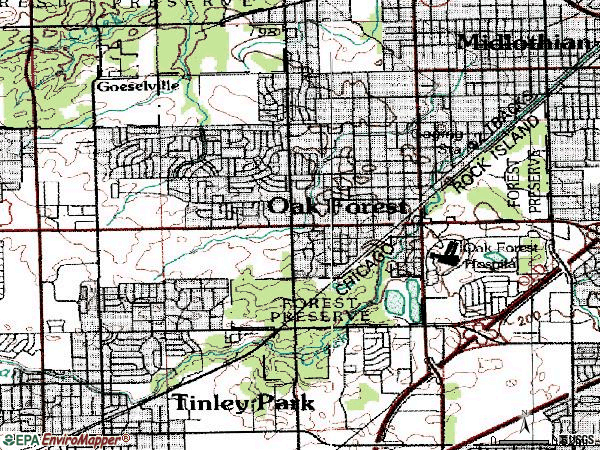 Zip code 60452 topographic map