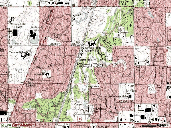 Zip code 60461 topographic map