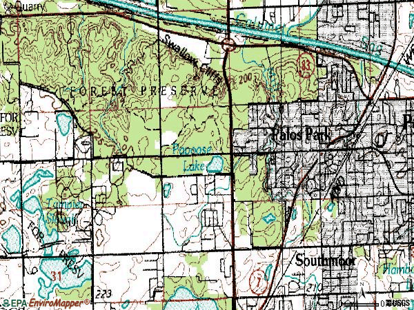 Zip code 60464 topographic map