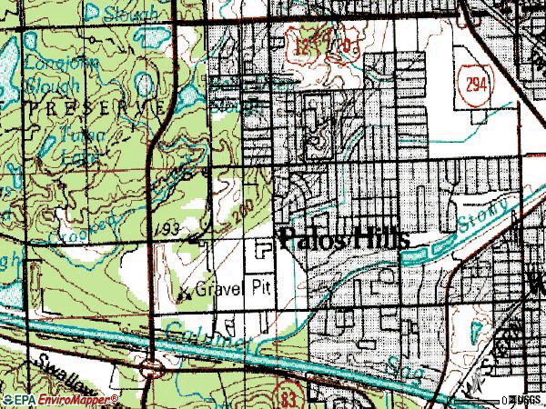 Zip code 60465 topographic map