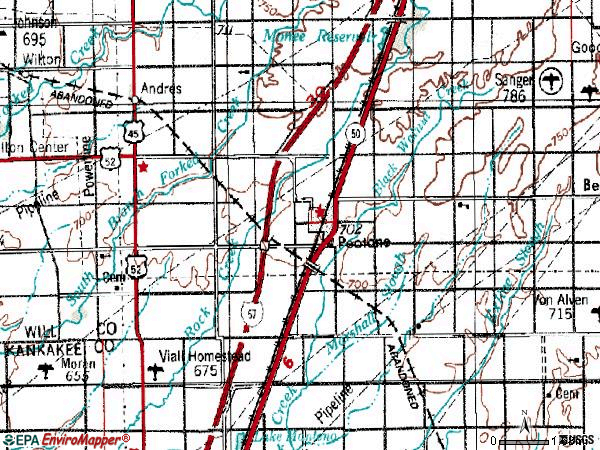 Zip code 60468 topographic map