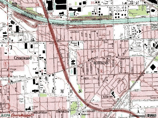 Zip code 60472 topographic map