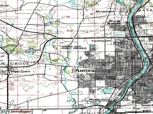 Zip code 60506 topographic map