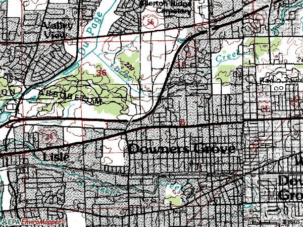 Zip code 60515 topographic map