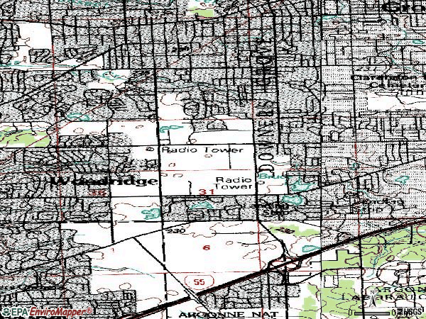 Zip code 60516 topographic map