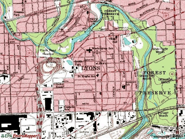 Zip code 60534 topographic map