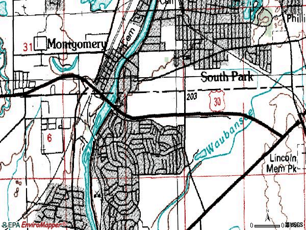 Zip code 60538 topographic map