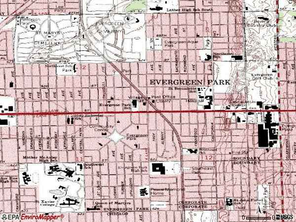 Zip code 60805 topographic map