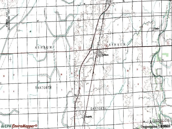 Zip code 60911 topographic map
