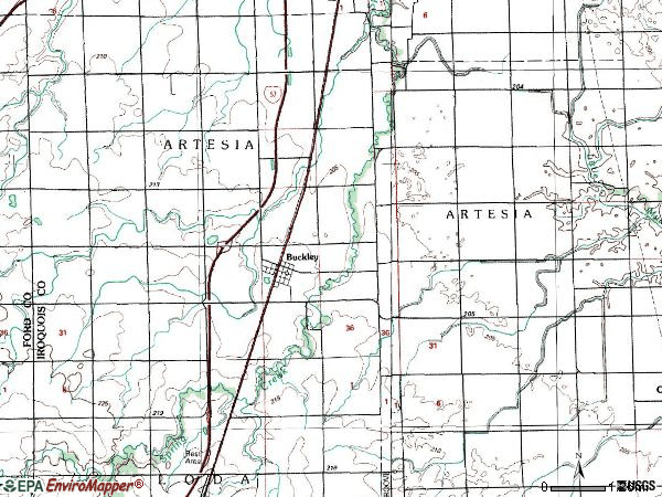 Zip code 60918 topographic map