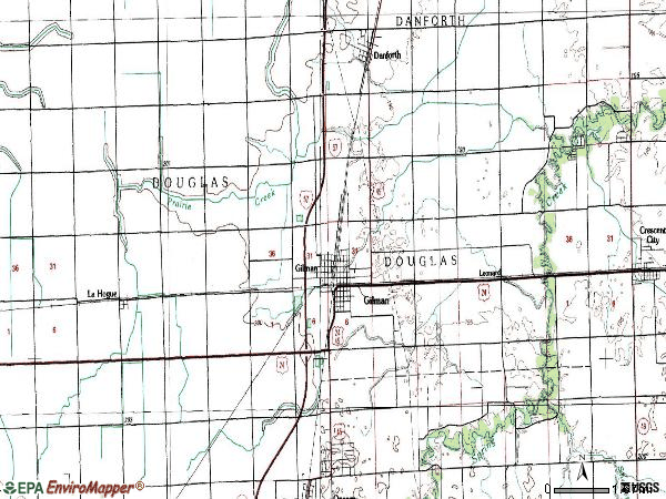 Zip code 60938 topographic map