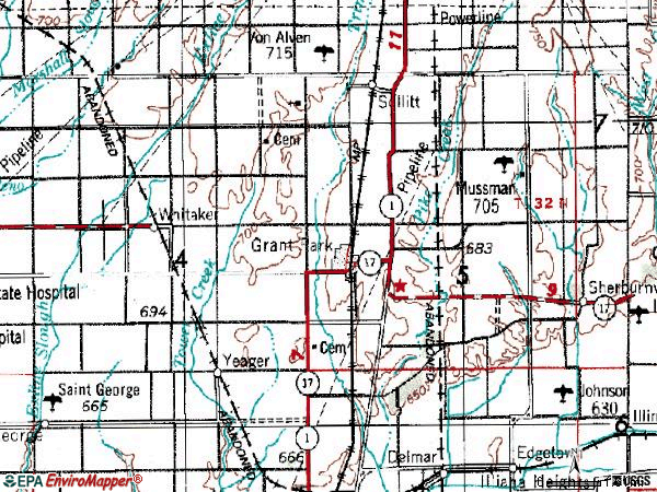 Zip code 60940 topographic map