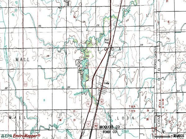 Zip code 60948 topographic map